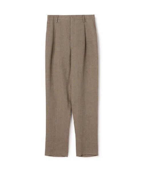 TOMORROWLAND / トゥモローランド スラックス・ドレスパンツ | リネン ヘリンボーン 1プリーツテーパードスラックス(48 ブラウン系)