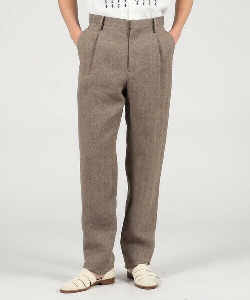 TOMORROWLAND / トゥモローランド スラックス・ドレスパンツ | リネン ヘリンボーン 1プリーツテーパードスラックス | 詳細1