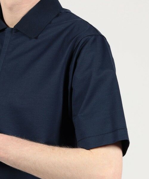 Tomorrowland ポロシャツ 麻混 カットソー 半袖 M メンズ 24SS】MEN COOLDOTS ミニリップストップ 半袖シャツ マリン