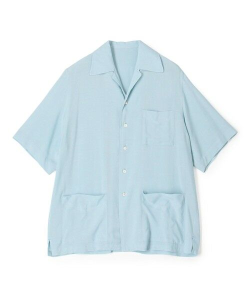 TOMORROWLAND/トゥモローランド レーヨン 3ポケット ハーフスリーブシャツ 63 ライトブルー M