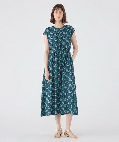 TOMORROWLAND / トゥモローランド ロング・マキシ丈ワンピース | レーヨンプリント アシンメトリーフリルワンピース | 詳細1