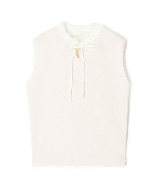 TOMORROWLAND/トゥモローランド マテリアルコンビ フリルカラーノースリーブプルオーバー 11 ホワイト S(9号)