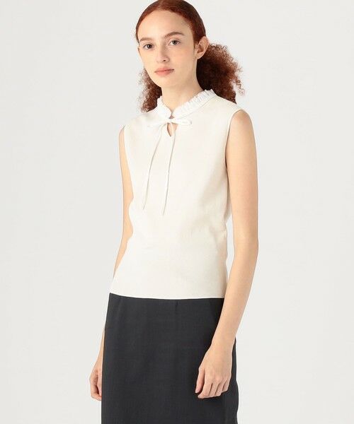 TOMORROWLAND / トゥモローランド ニット・セーター | マテリアルコンビ フリルカラーノースリーブプルオーバー | 詳細2