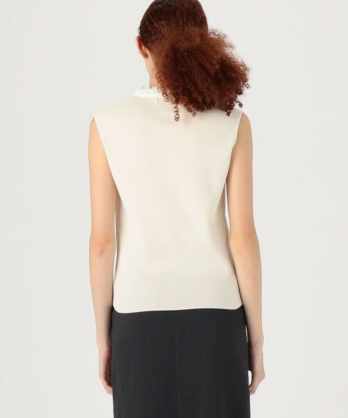 TOMORROWLAND / トゥモローランド ニット・セーター | マテリアルコンビ フリルカラーノースリーブプルオーバー | 詳細4