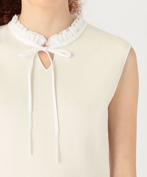 TOMORROWLAND / トゥモローランド ニット・セーター | マテリアルコンビ フリルカラーノースリーブプルオーバー | 詳細5