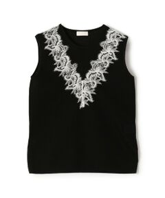 TOMORROWLAND / トゥモローランド ニット・セーター | レーステープコンビ ノースリーブプルオーバー