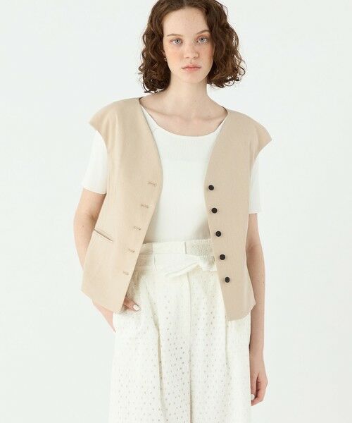 TOMORROWLAND / トゥモローランド ベスト | トリアセテートリネンストレッチ キャップスリーブジレ | 詳細2