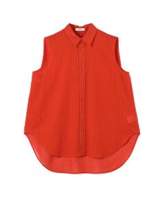 TOMORROWLAND / トゥモローランド シャツ・ブラウス | ドビーストライプ ノースリーブレギュラーカラーシャツ