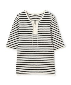 TOMORROWLAND / トゥモローランド ニット・セーター | マリンボーダー レースアッププルオーバー