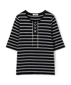 TOMORROWLAND / トゥモローランド ニット・セーター | マリンボーダー レースアッププルオーバー