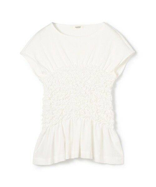 TOMORROWLAND / トゥモローランド Tシャツ | フリルコンビ クルーネックプルオーバー(11 ホワイト)