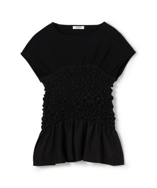 TOMORROWLAND / トゥモローランド Tシャツ | フリルコンビ クルーネックプルオーバー(19 ブラック)