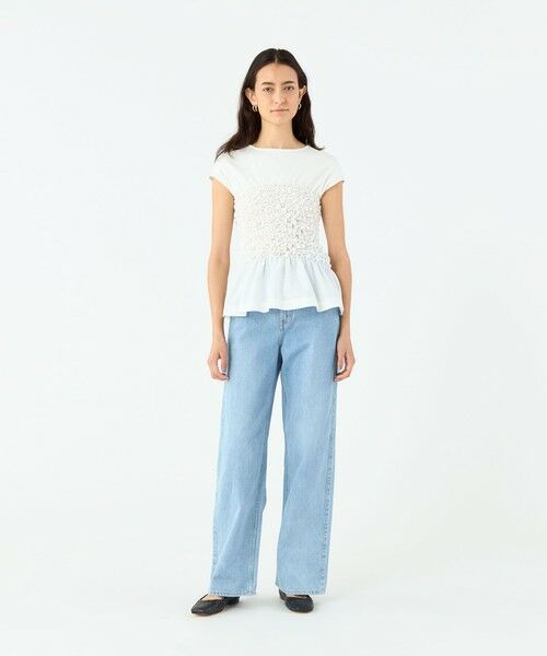 TOMORROWLAND / トゥモローランド Tシャツ | フリルコンビ クルーネックプルオーバー | 詳細1