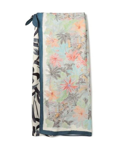 スカーフプリント ラップマキシスカート （ロング・マキシ丈