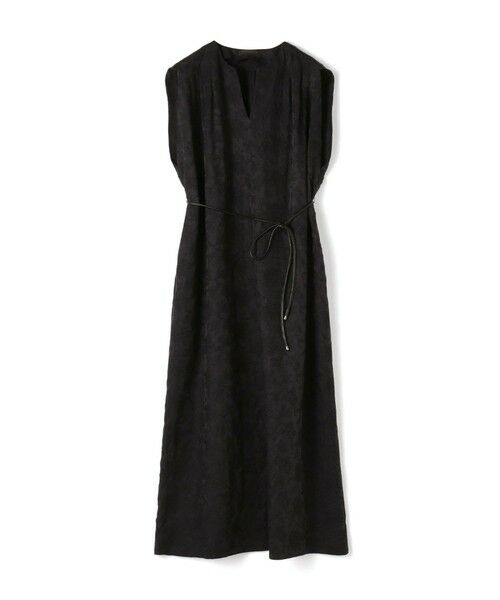 TOMORROWLAND/トゥモローランド リーフエンブロイダリー ショルダータックワンピース 19 ブラック 36(9号)