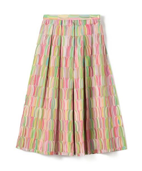 TOMORROWLAND / トゥモローランド ロング・マキシ丈スカート | リュバンプリント タックスイングスカート(22 ピンク系)