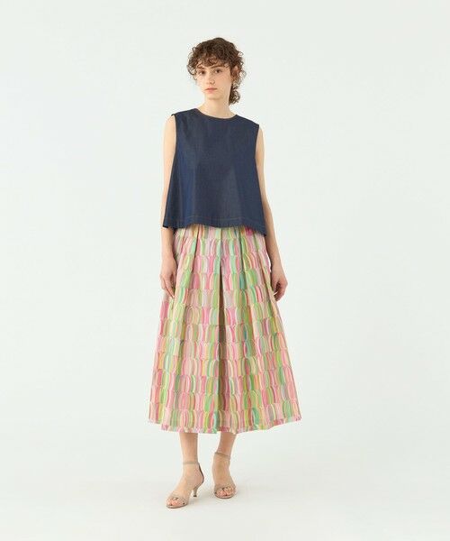 TOMORROWLAND / トゥモローランド ロング・マキシ丈スカート | リュバンプリント タックスイングスカート | 詳細1