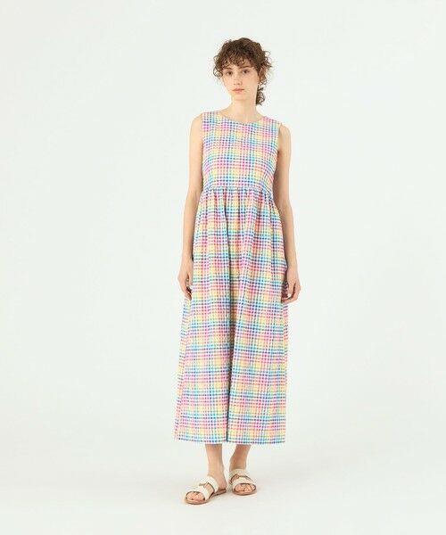TOMORROWLAND / トゥモローランド ロング・マキシ丈ワンピース | マルチギンガムチェック バックリボンワンピース | 詳細1