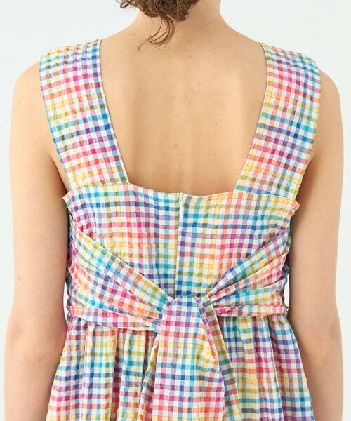 TOMORROWLAND / トゥモローランド ロング・マキシ丈ワンピース | マルチギンガムチェック バックリボンワンピース | 詳細5