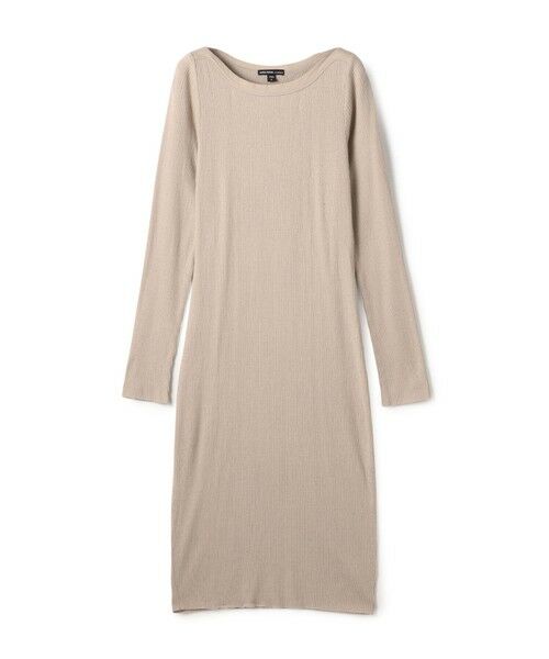TOMORROWLAND/トゥモローランド コットンカシミヤリブ クルーネックワンピース WTTR6781 42 ライトベージュ系 2(L)