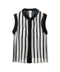 TOMORROWLAND / トゥモローランド シャツ・ブラウス | コットンシルクローンストライプ スリーブレスジレ