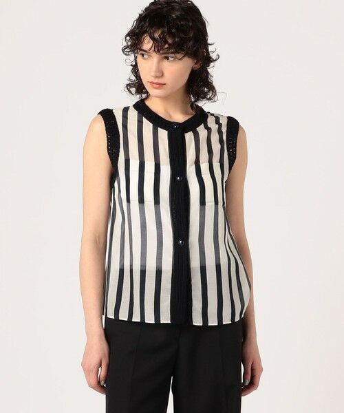 TOMORROWLAND / トゥモローランド シャツ・ブラウス | コットンシルクローンストライプ スリーブレスジレ | 詳細3