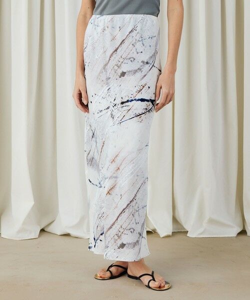 TOMORROWLAND / トゥモローランド ロング・マキシ丈スカート | アブストラクトウォールプリント イージーストレートスカート | 詳細2