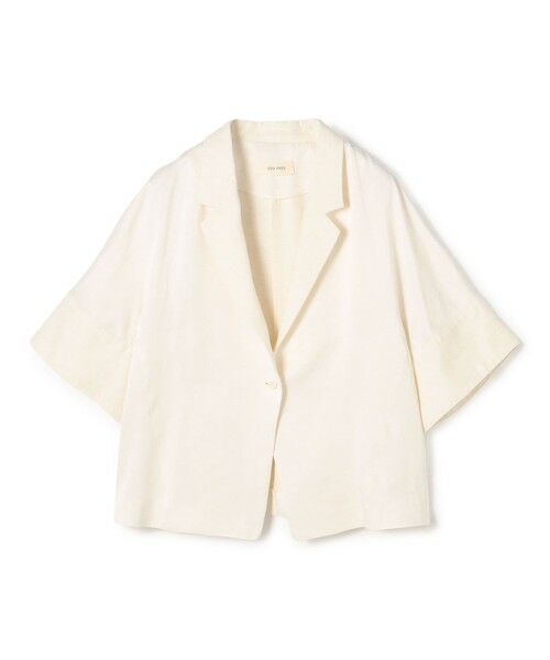 ok.soon コットンリネン ハーフスリーブジャケット ホワイト コットンリネンハーフスリーブジャケット(S WHITE): アウター
