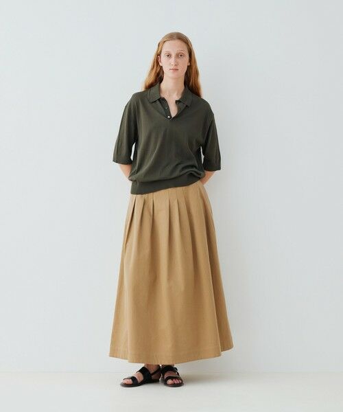 TOMORROWLAND / トゥモローランド ロング・マキシ丈スカート | ノンマーセライズドコットン ランダムタックスカート | 詳細1