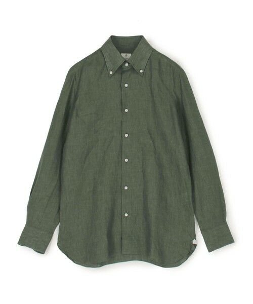 TOMORROWLAND/トゥモローランド 【別注】LUIGI BORRELLI GABLE リネン ボタンダウンシャツ 57 カーキ M TOMORROWLAND/トゥモローランド 【別注】LUIGI BORRELLI GABLE リネン ボタンダウンシャツ 57 カーキ M