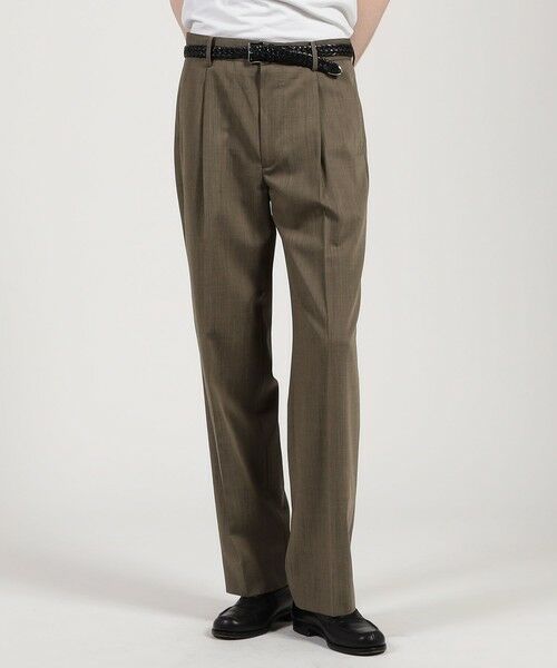 TOMORROWLAND / トゥモローランド スラックス・ドレスパンツ | ウールナイロン 1プリーツ ストレート バレルパンツ | 詳細1