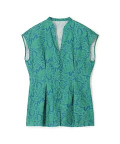 TOMORROWLAND / トゥモローランド シャツ・ブラウス | リネンプリント キーネックタックブラウス