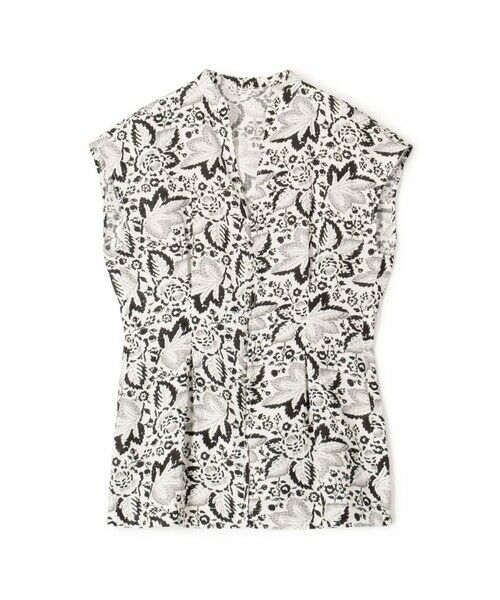 TOMORROWLAND / トゥモローランド シャツ・ブラウス | リネンプリント キーネックタックブラウス(12 ホワイト系)