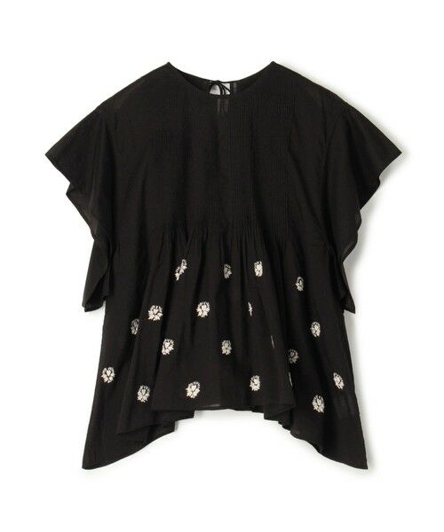 TOMORROWLAND/トゥモローランド コットンボイルエンブロイダリー アシンメトリーヘムブラウス 18 ブラック系 36