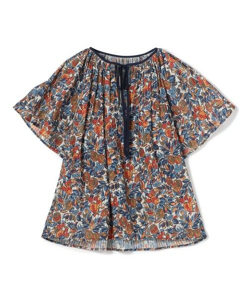 セルロースポリエステルプリント ギャザーブラウス セルロースポリエステルプリント ギャザーブラウス | maison