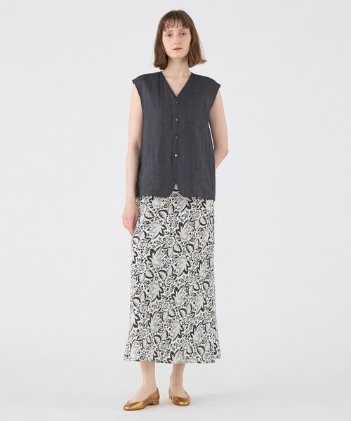 TOMORROWLAND / トゥモローランド ロング・マキシ丈スカート | リネンプリント ナロースカート | 詳細1