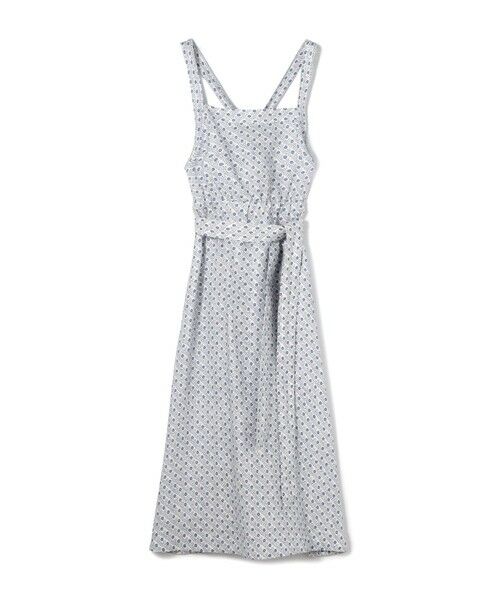 TOMORROWLAND/トゥモローランド リネンプリント エプロンワンピース 62 ライトブルー系 36