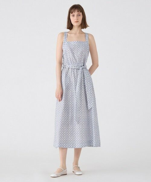 TOMORROWLAND / トゥモローランド ミニ丈・ひざ丈ワンピース | リネンプリント エプロンワンピース | 詳細1
