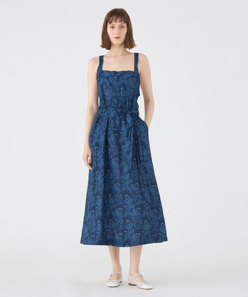 TOMORROWLAND / トゥモローランド ミニ丈・ひざ丈ワンピース | リネンプリント エプロンワンピース | 詳細11