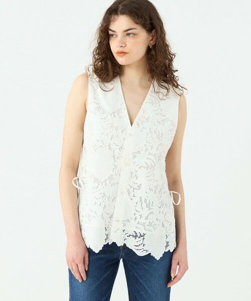 TOMORROWLAND / トゥモローランド ベスト | コットンエンブロイダリー Vカラージレ | 詳細2