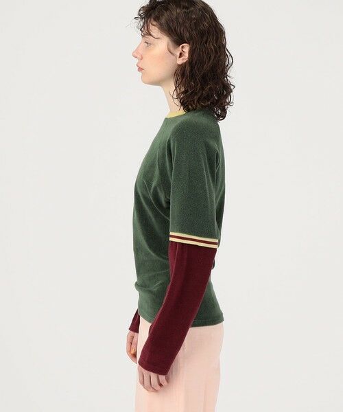 FUMIKA_UCHIDA 23AW Pile Switching Tシャツ M FUMIKA UCHIDA： PILE SWITCHING DOUBLE SLEEVE TEE - GREEN