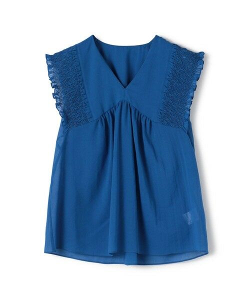 ⭐︎はな⭐︎ トゥモローランド Vネック ギャザー入りブラウス　M セール】 クリスタルコットン ギャザーVネックブラウス （シャツ