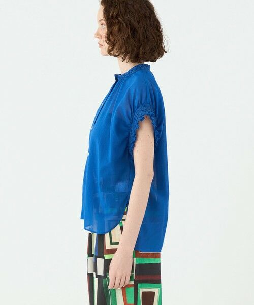 ブラウス シャツ コットンクレープ スタンドカラーブラウス レディース Ballsey ブラウス シャツ コットンクレープ スタンドカラー