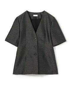 TOMORROWLAND / トゥモローランド ノーカラージャケット | グロッシースラブ ハーフスリーブジャケット