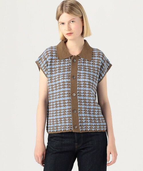 TOMORROWLAND / トゥモローランド カーディガン・ボレロ | リネンコットンクロシェ ポロカラーカーディガン | 詳細2