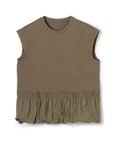 TOMORROWLAND / トゥモローランド Tシャツ | コットンバックサテンコンビ バルーンTシャツ