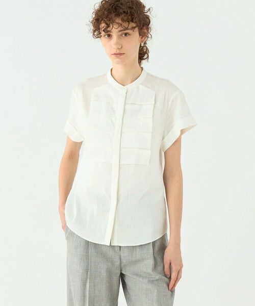 トゥモローランド　デプレ　リネン ラミーシルク ハーフスリーブブラウス 白 楽天市場】【SALE／40%OFF】リネンラミーシルク ハーフスリーブ