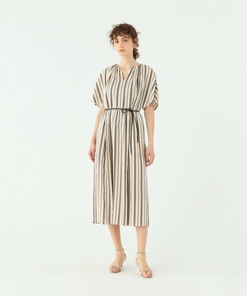 TOMORROWLAND / トゥモローランド ミニ丈・ひざ丈ワンピース | エフェクトストライプ フレアスリーブワンピース | 詳細1