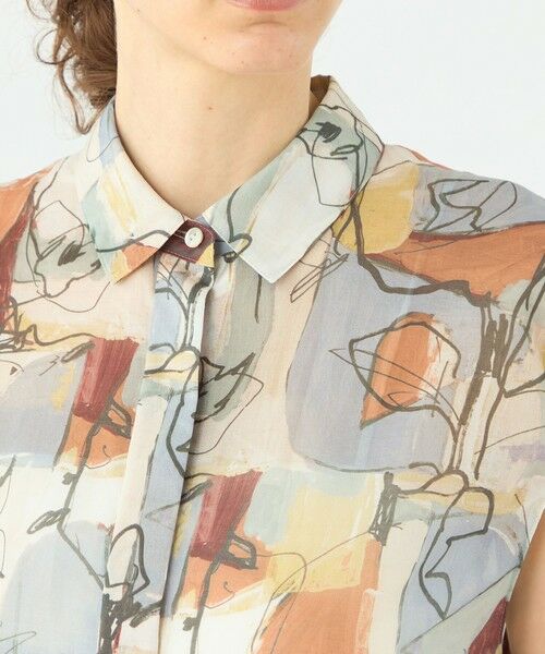 TOMORROWLAND / トゥモローランド ミニ丈・ひざ丈ワンピース | オイルペイントプリント ギャザースリーブワンピース | 詳細4