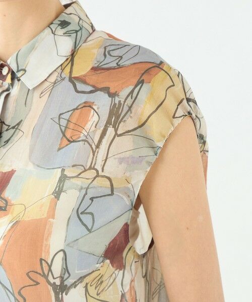 TOMORROWLAND / トゥモローランド ミニ丈・ひざ丈ワンピース | オイルペイントプリント ギャザースリーブワンピース | 詳細5